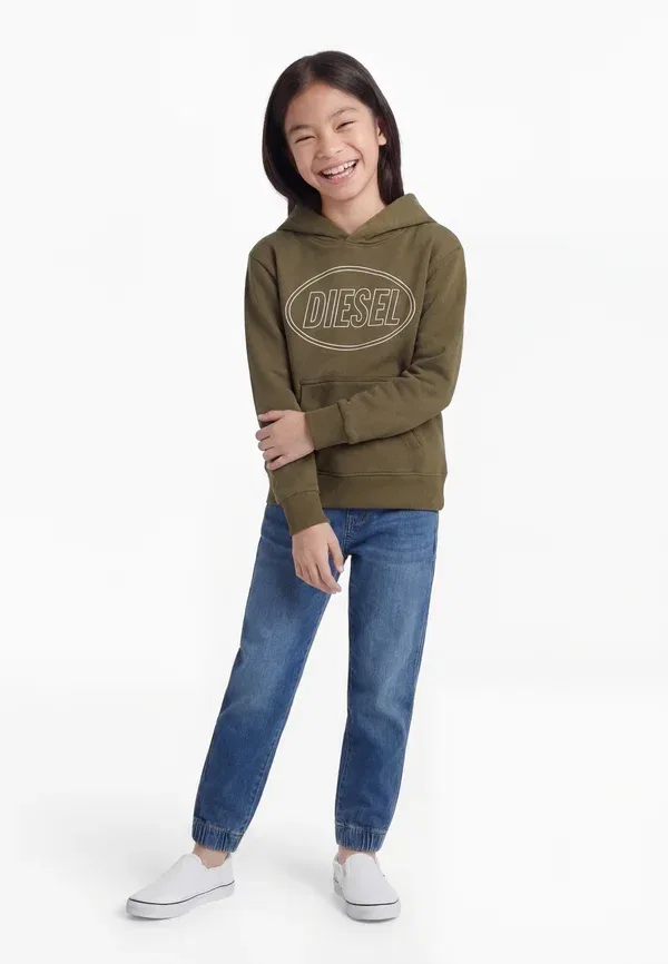 Толстовка с капюшоном Diesel Circle hood over hoodie, защитный зеленый