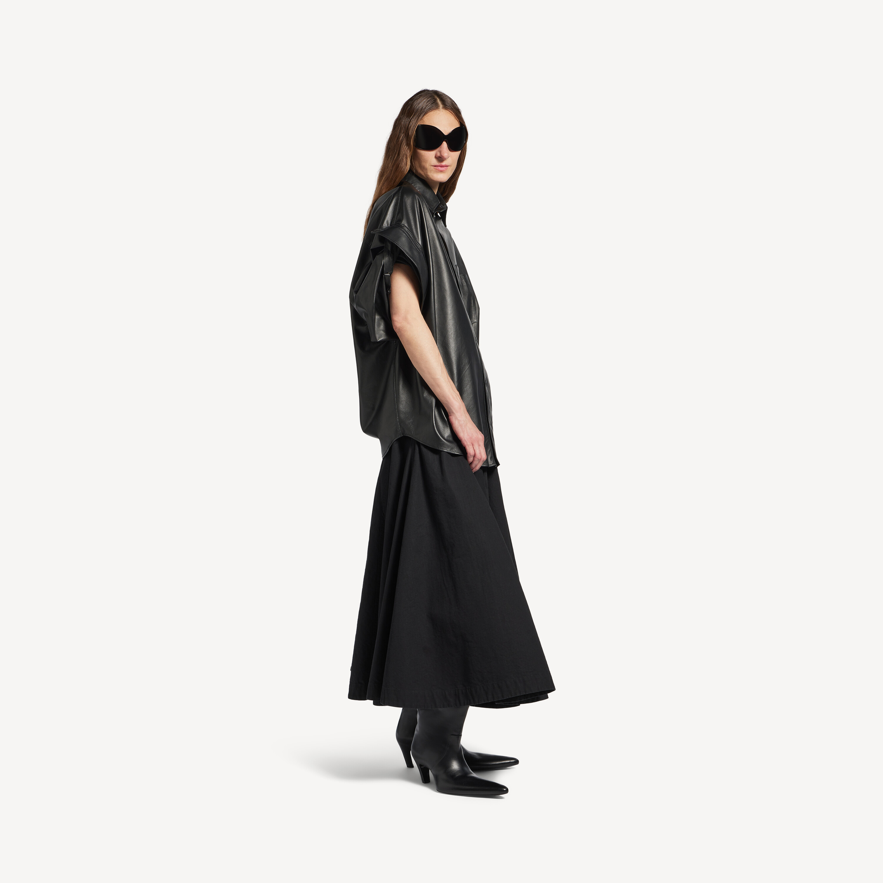 Женская рубашка с заправленными рукавами черного цвета BALENCIAGA, черный — фото 2