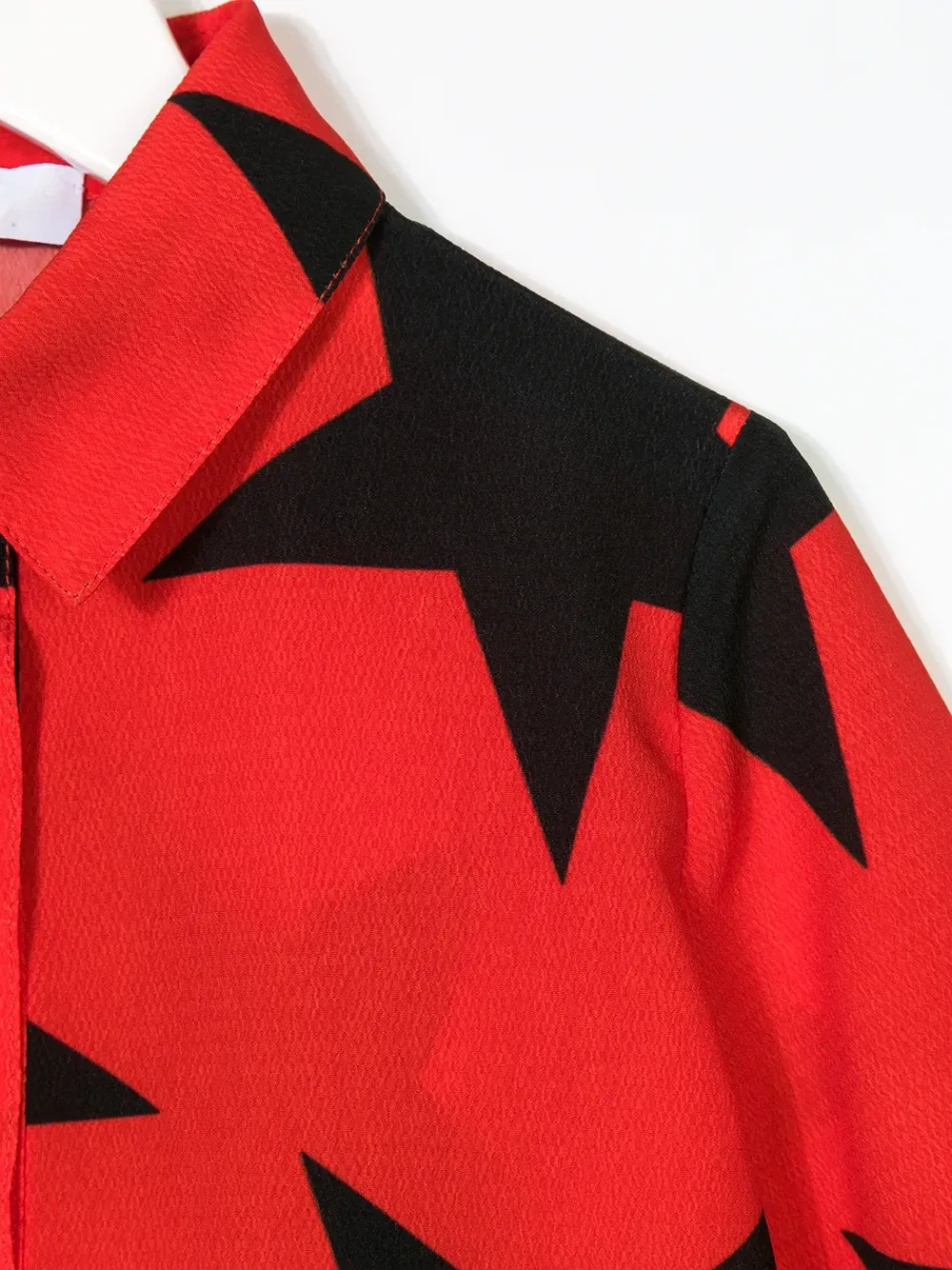 Рубашка с баской и принтом звезд Msgm Kids, красный — фото 3