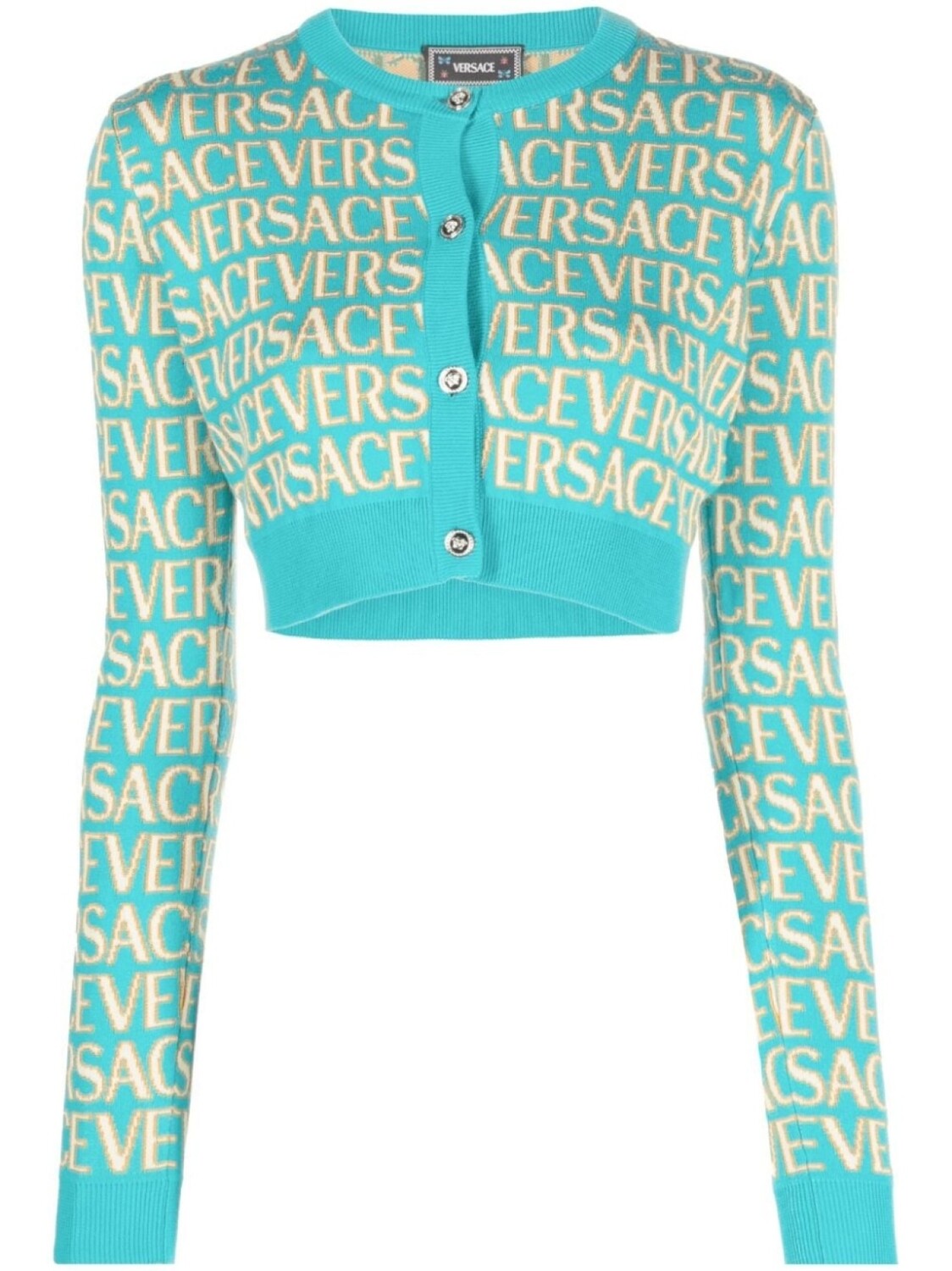 

Versace укороченный кардиган с логотипом, синий