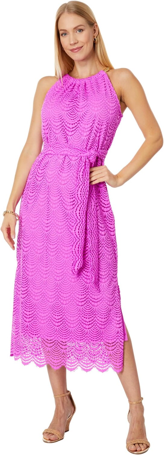 

Кружевное платье миди Bingham Lilly Pulitzer, цвет Wild Fuchsia Scalloped Shell Lace
