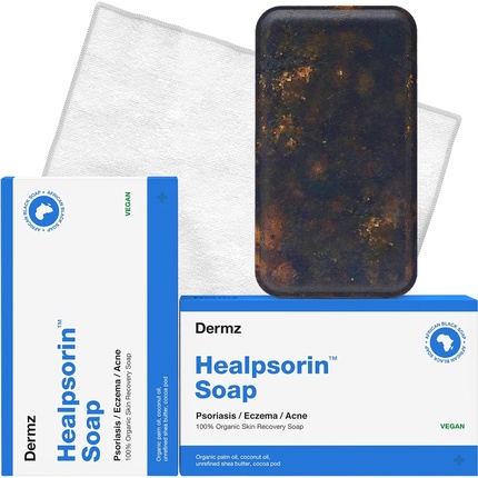 

Healpsorin Африканское черное мыло Сырое лечение псориаза, экземы и прыщей с помощью ткани из микрофибры Dermz