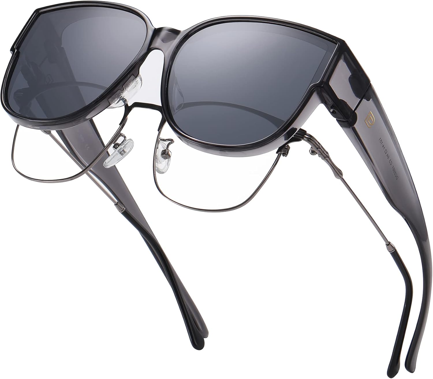 

Солнцезащитные очки DUCO Fit Over для мужчин и женщин, надеваемые поверх обычных очков, ретро-очки с обтекаемой формой, поляризованные, защита UV400, A-transparent Grey Frame Grey Lens