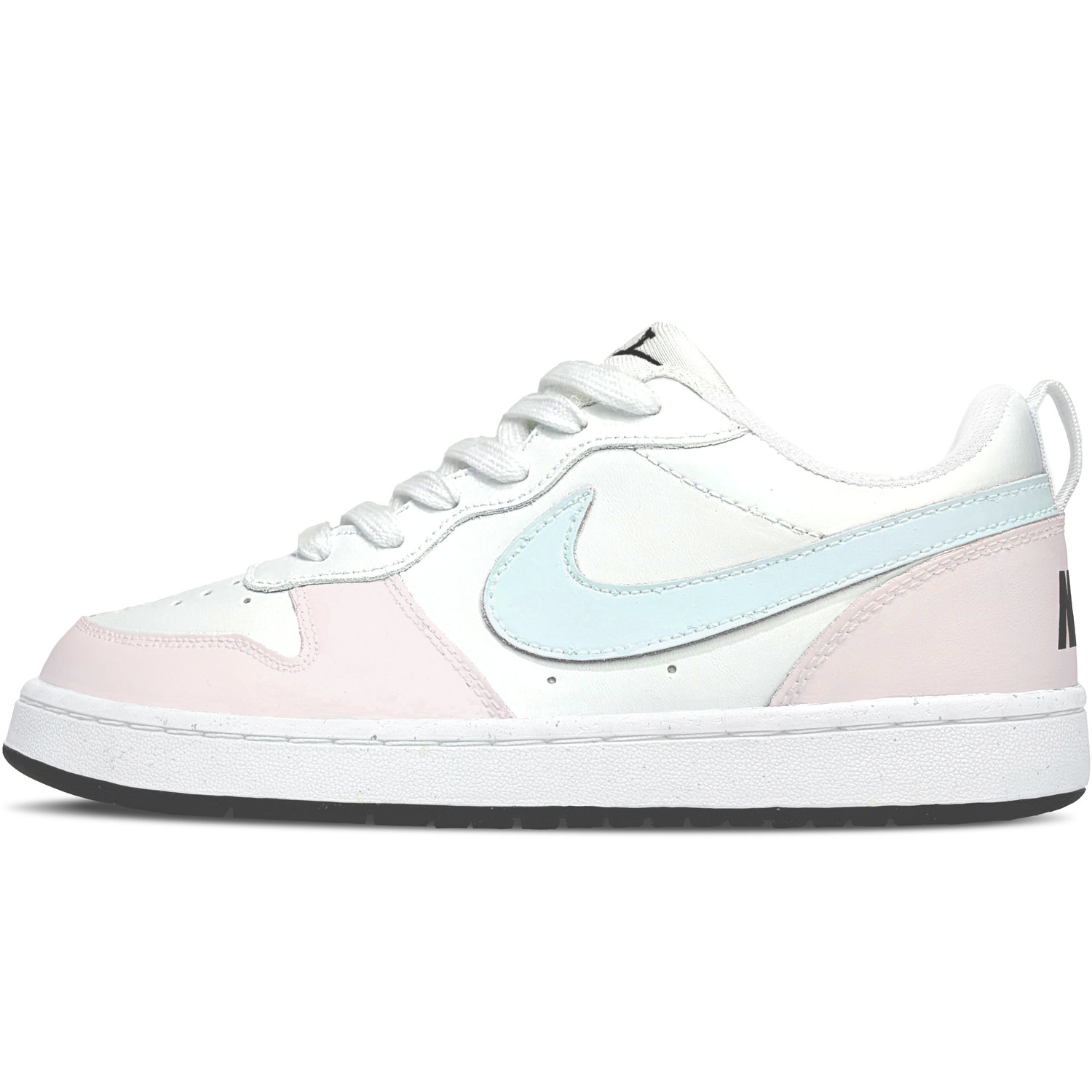 

Nike Court Borough Light Ice Print White Abrasion Resistant Low top Kids' Skateboarding Shoes Pink Blue Teenagers