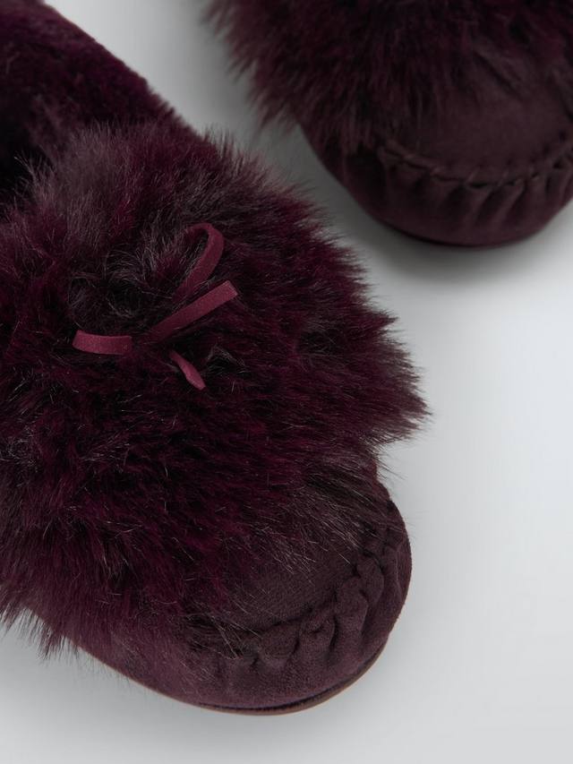 Мокасины-тапочки из искусственного меха John Lewis, Plum — фото 3