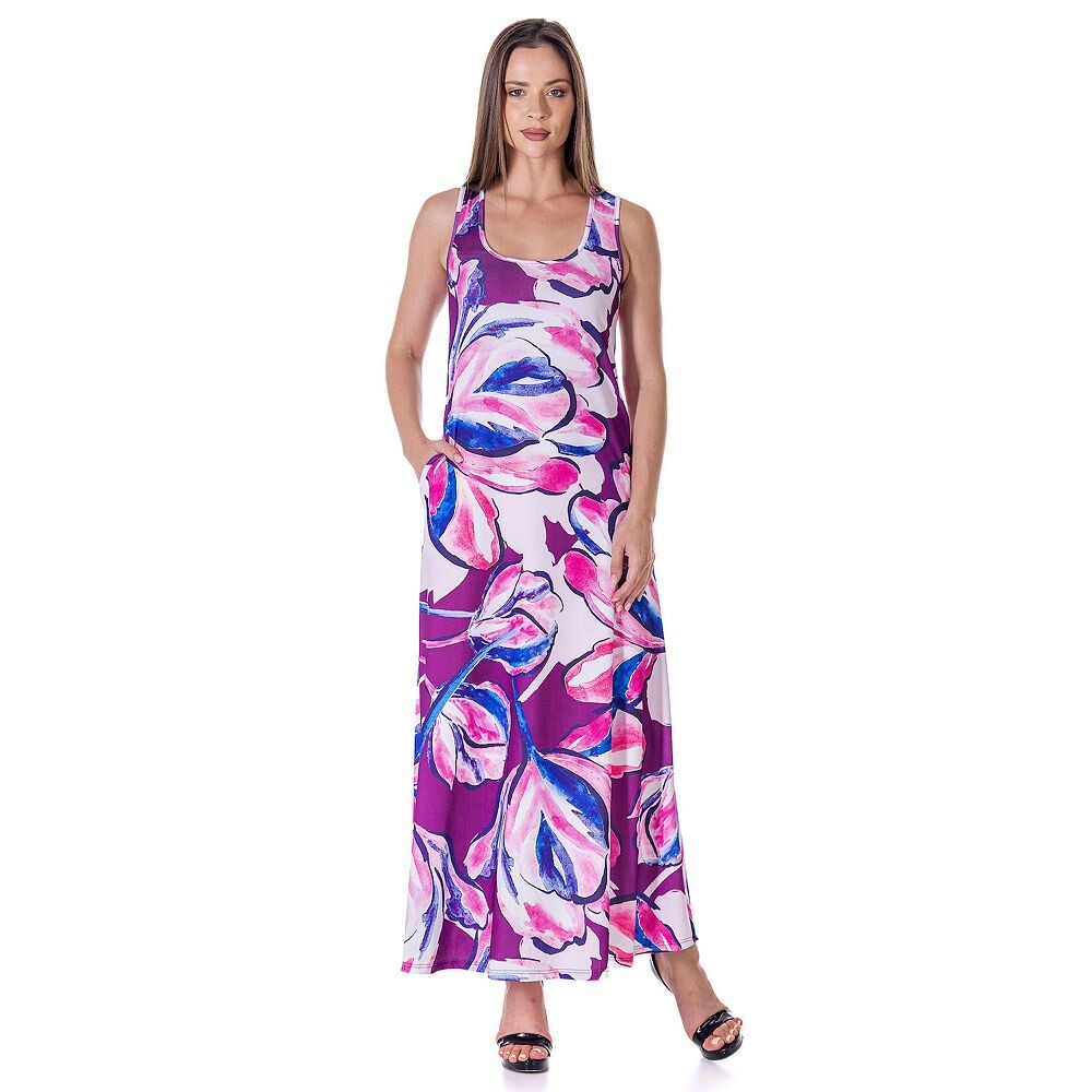 

Женское платье макси без рукавов с карманами 24Seven Comfort Apparel, цвет Pink Multi