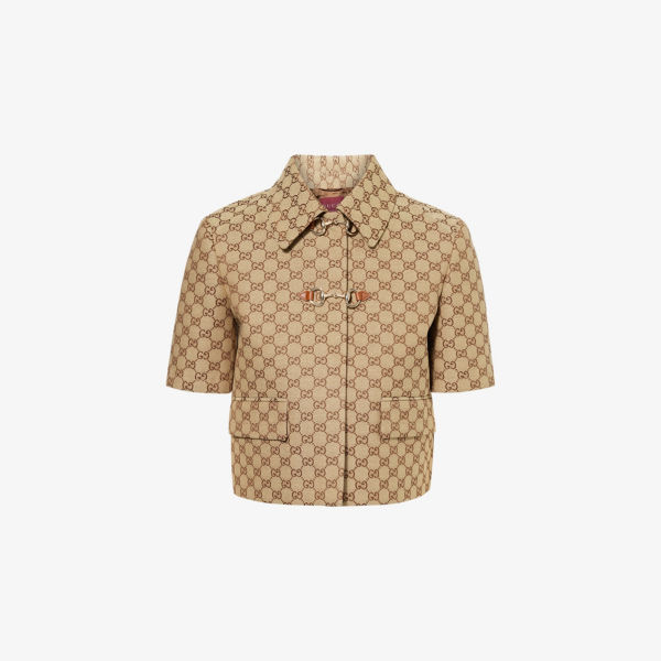 

Куртка Gucci с коротким рукавом и монограммой, коричневый