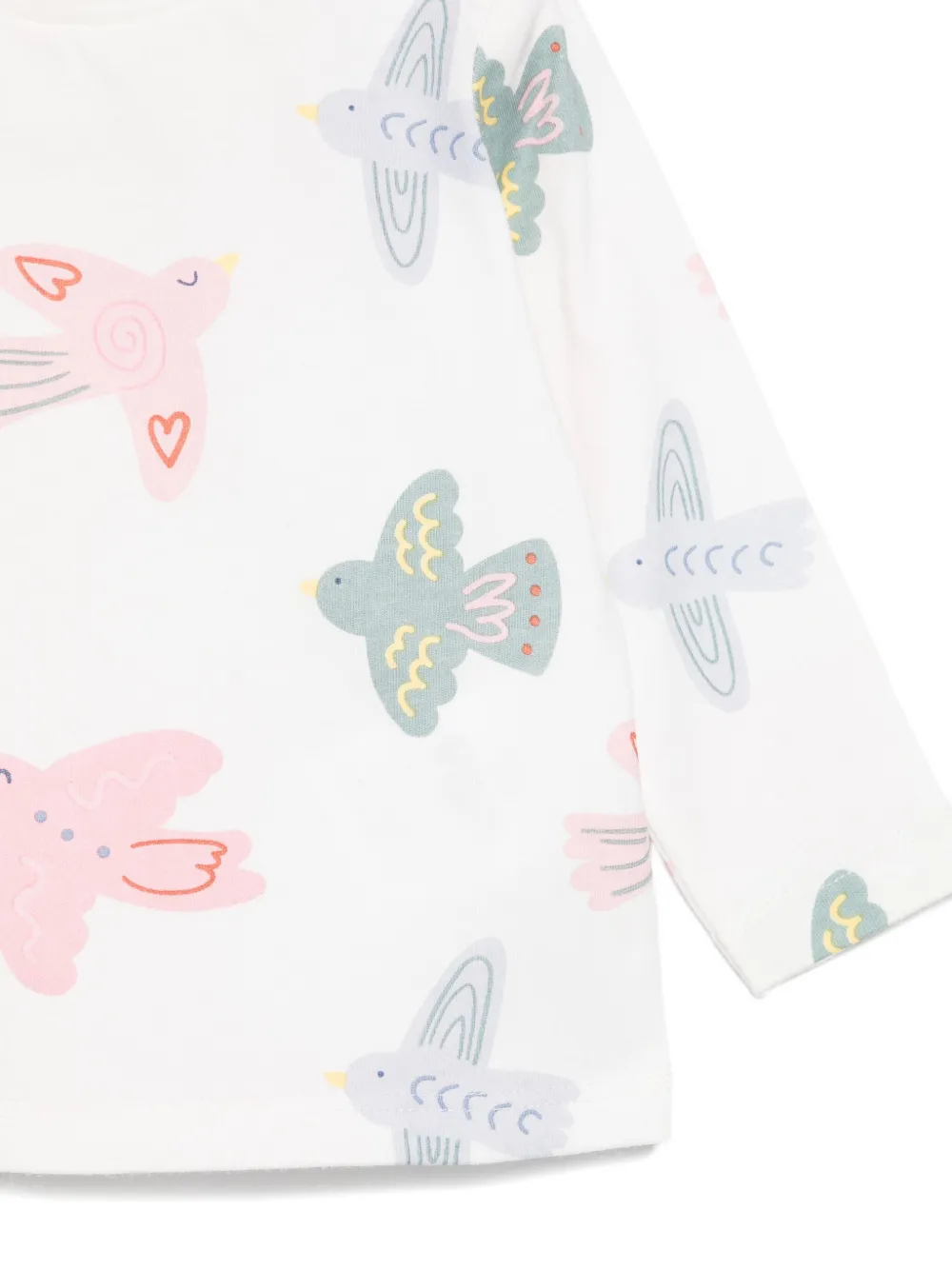 Футболка с длинными рукавами и принтом птиц Stella McCartney Kids, белый — фото 3