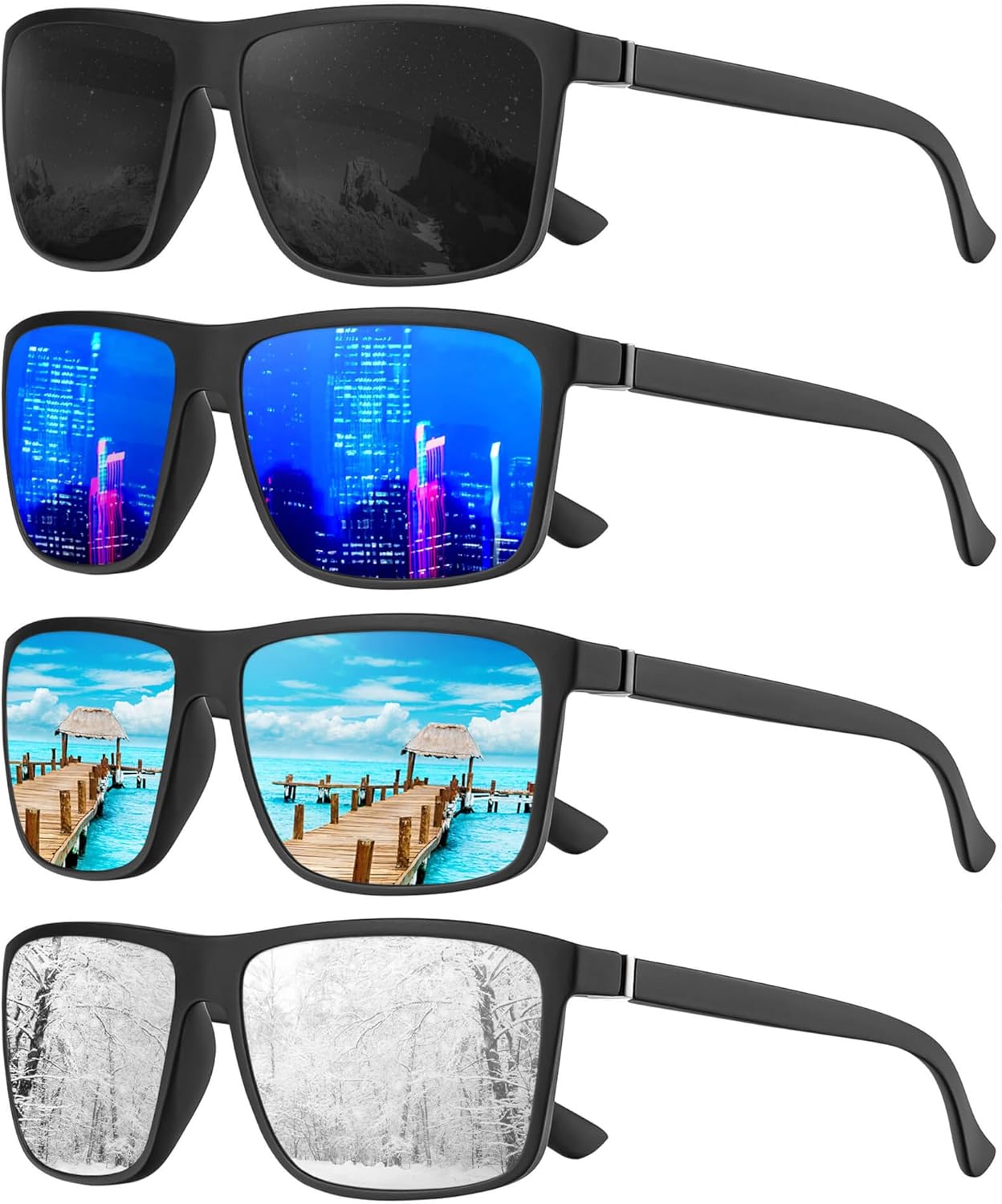 

Солнцезащитные очки KALIYADI Polarized Mens Sun-Glasses Sunglasses-Men: классические солнцезащитные очки с защитой от УФ-излучения для рыбалки, вождения, гольфа, Black/Ice Blue/Dark Blue/Silver