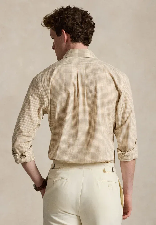 Рубашка Polo Ralph Lauren Custom fit gingham stretch poplin shirt, винтажный хаки/белый — фото 3