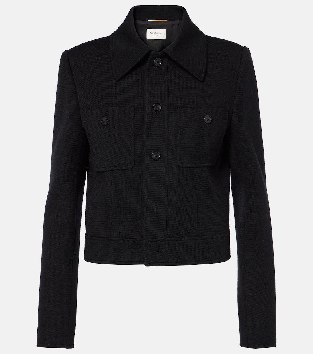 

Укороченная куртка из шерстяного джерси Saint Laurent, Noir