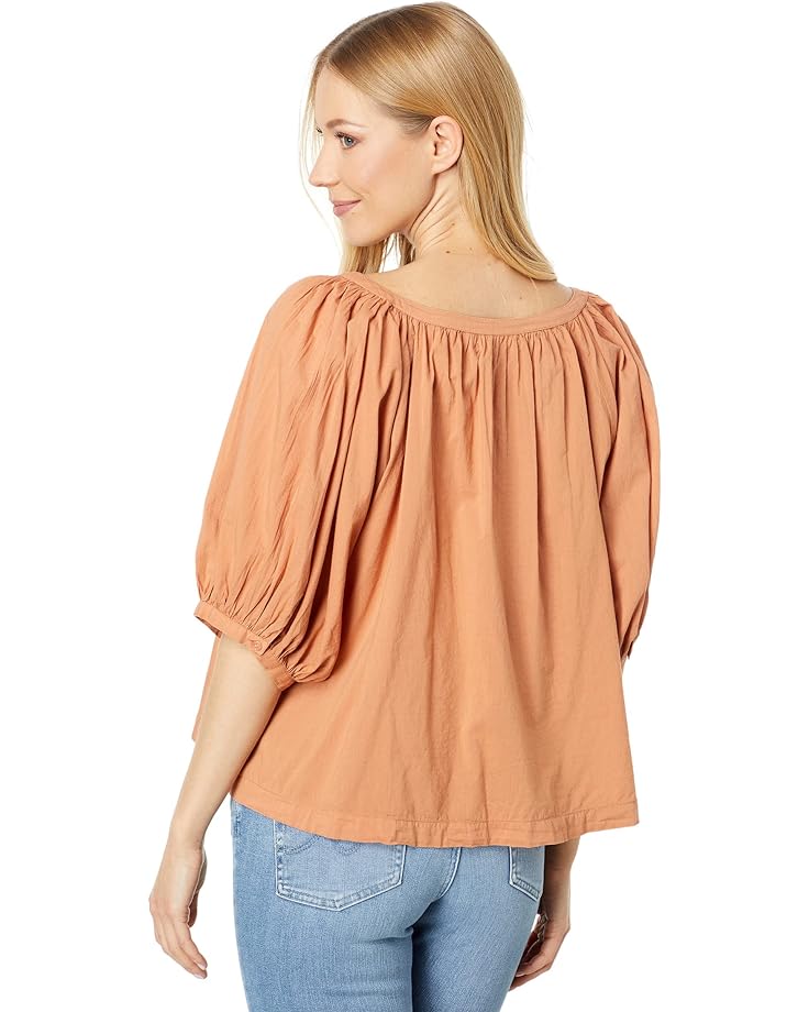 

Блуза SUNDRY Puff Sleeve Woven Button Front Blouse, цвет Clay