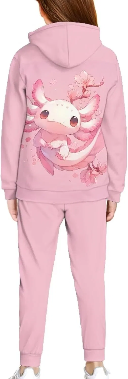 Детский спортивный костюм с принтом Yuuxorilu, кофта и штаны, Cute Axolotl Patternss — фото 2