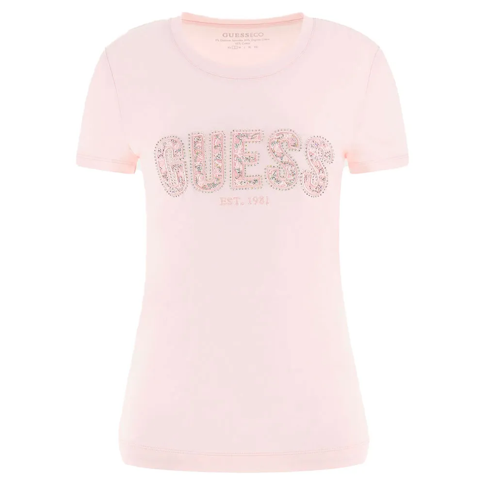 

Футболка с коротким рукавом Guess Cn Logo Lace, розовый