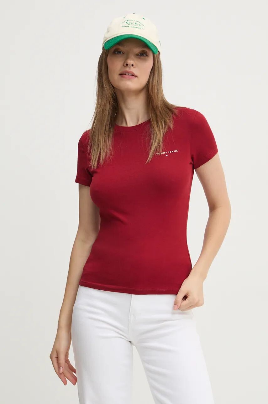 

Хлопковая футболка Tommy Jeans, гранатовый
