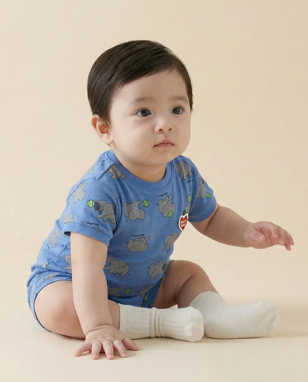 Детский комбинезон с коротким рукавом Baby Elephant Allover, синий, от Belita&Boys