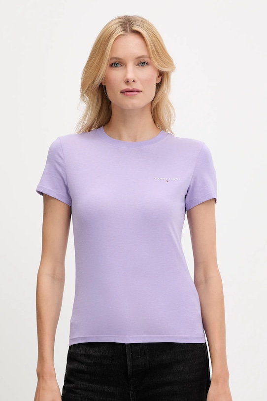 

Хлопковая футболка Tommy Jeans, фиолетовый