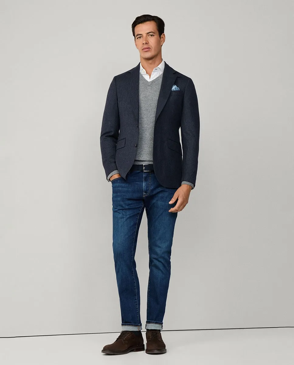 

Мужские эластичные джинсы с темной стиркой, прямого кроя, большие размеры Hackett, синий