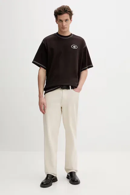 Футболка из тонкого трикотажа T-shirt bawełniany Adidas Originals, коричневый — фото 2
