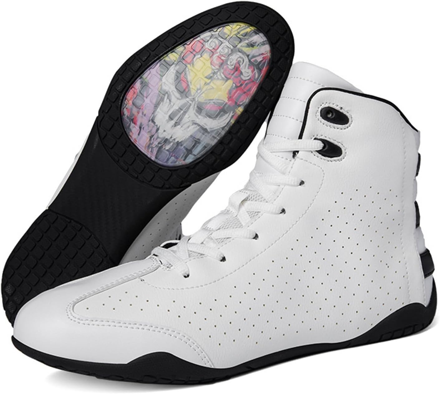 

Мужские боксерские туфли, кожаные удобные дышащие женские борцовские туфли, повседневные легкие тренировочные унисекс кроссовки для бодибилдинга, для боевых искусств/тяжелой атлетики Wcxty, белый