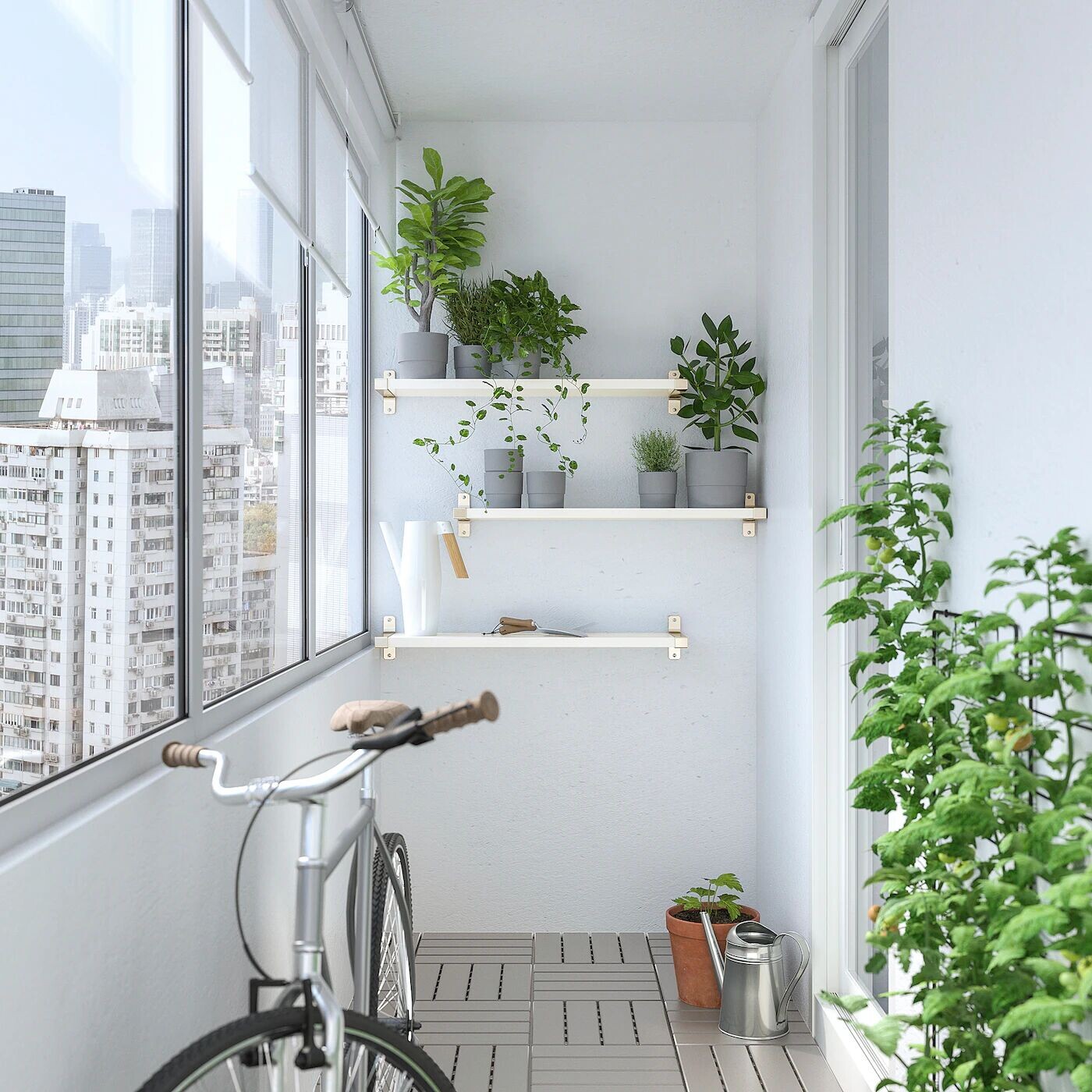 Комбинация настенных полок, белый/никелированный, 80x20 см, BERGSHULT / GRANHULT IKEA — фото 4