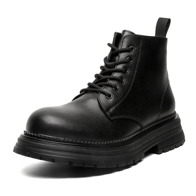 

V05 Мужские рабочие ботинки Martin Boots в британском стиле, универсальные, высокие кожаные ботинки для поездок на работу, черные на платформе