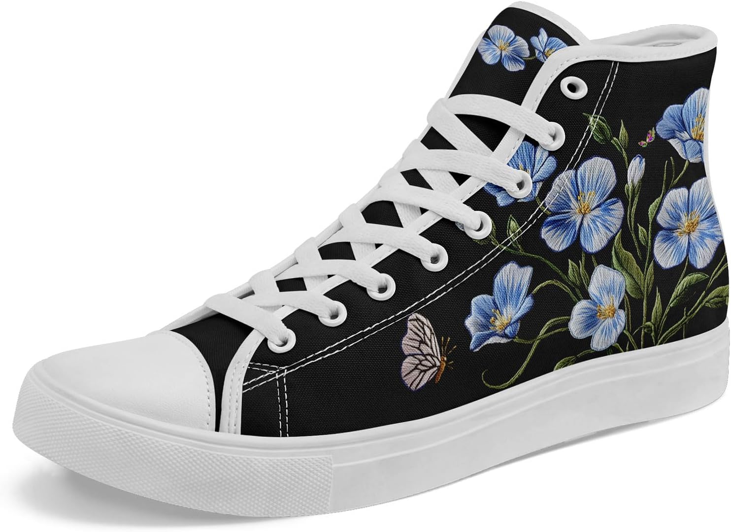 

Женские стильные высокие кеды из холста AWSOLE с принтом цветов и грибов, подарок для нее, легкие модные повседневные туфли на плоской подошве, белый/черный/синий/зеленый/серый