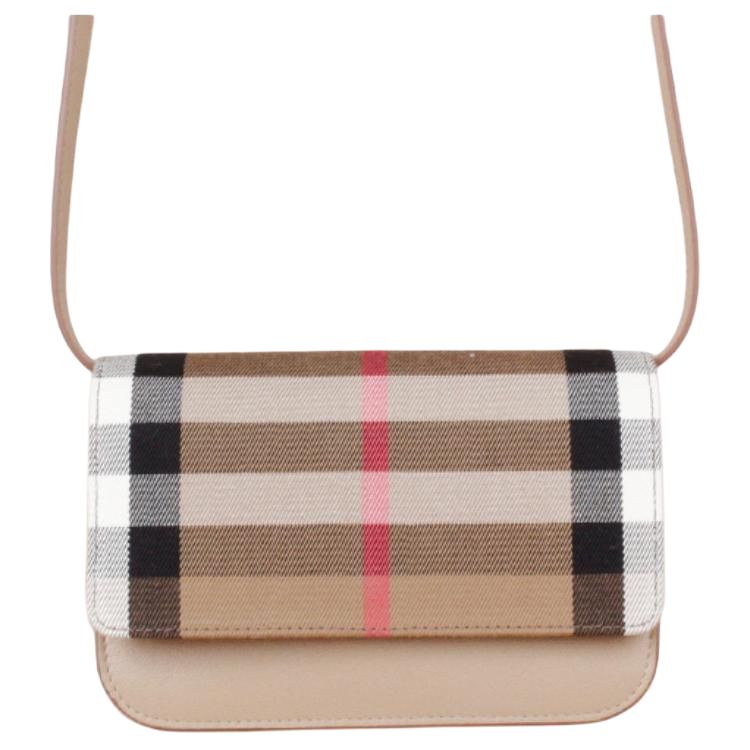 Женская сумка кроссбоди Burberry из холста, каштаново-рисового оттенка — фото 3
