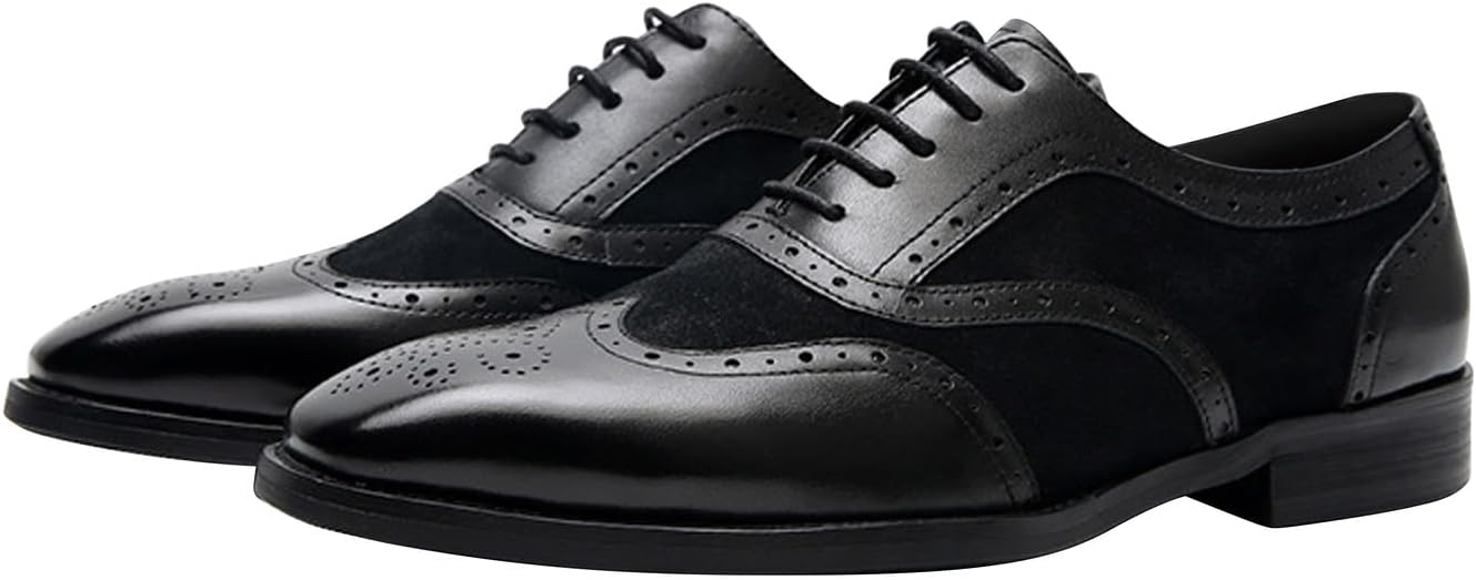 

Мужские туфли оксфорды, классические формальные, из натуральной кожи, с крылышками и брогированием, оксфорды современного стиля, бизнес-кэжуал, дерби, модные туфли для выпускного, свадьбы, костюма, смокинга Santimon, черный