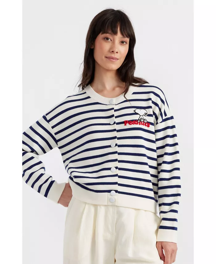 

Женский кардиган Snoopy Breton Milano из мериносовой шерсти с вышивкой Chinti & Parker, коричневый/бежевый