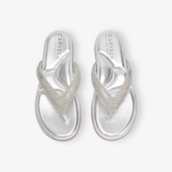 Сандалии Carvela Riviera с плетением и украшениями из страз, серебряный — фото 2