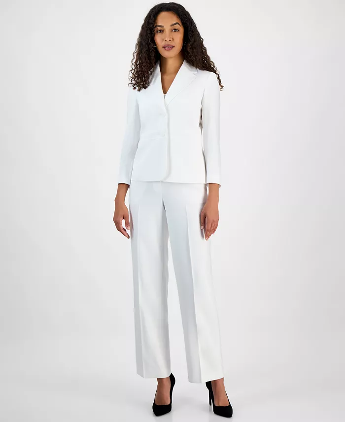 

Женский костюм с двубортным пиджаком и брюками Le Suit, белый