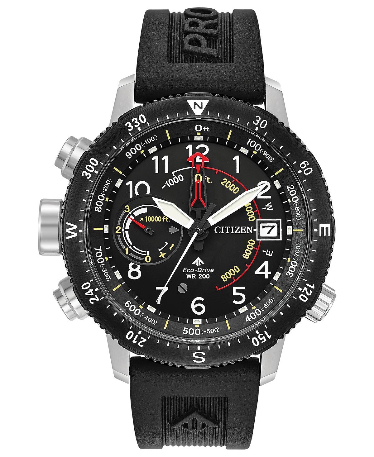 

Мужские часы Eco-Drive Promaster Altichron с черным каучуковым ремешком, 46 мм Citizen