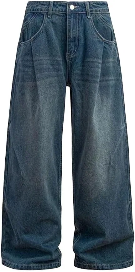 Джинсы свободные прямые, American Washed, Blue