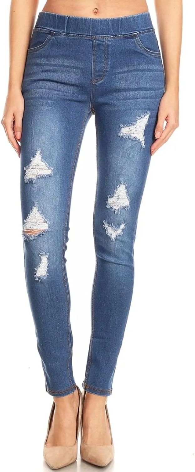 

Jvini женские рваные джинсы skinny с эластичным поясом Regular-Plus Size