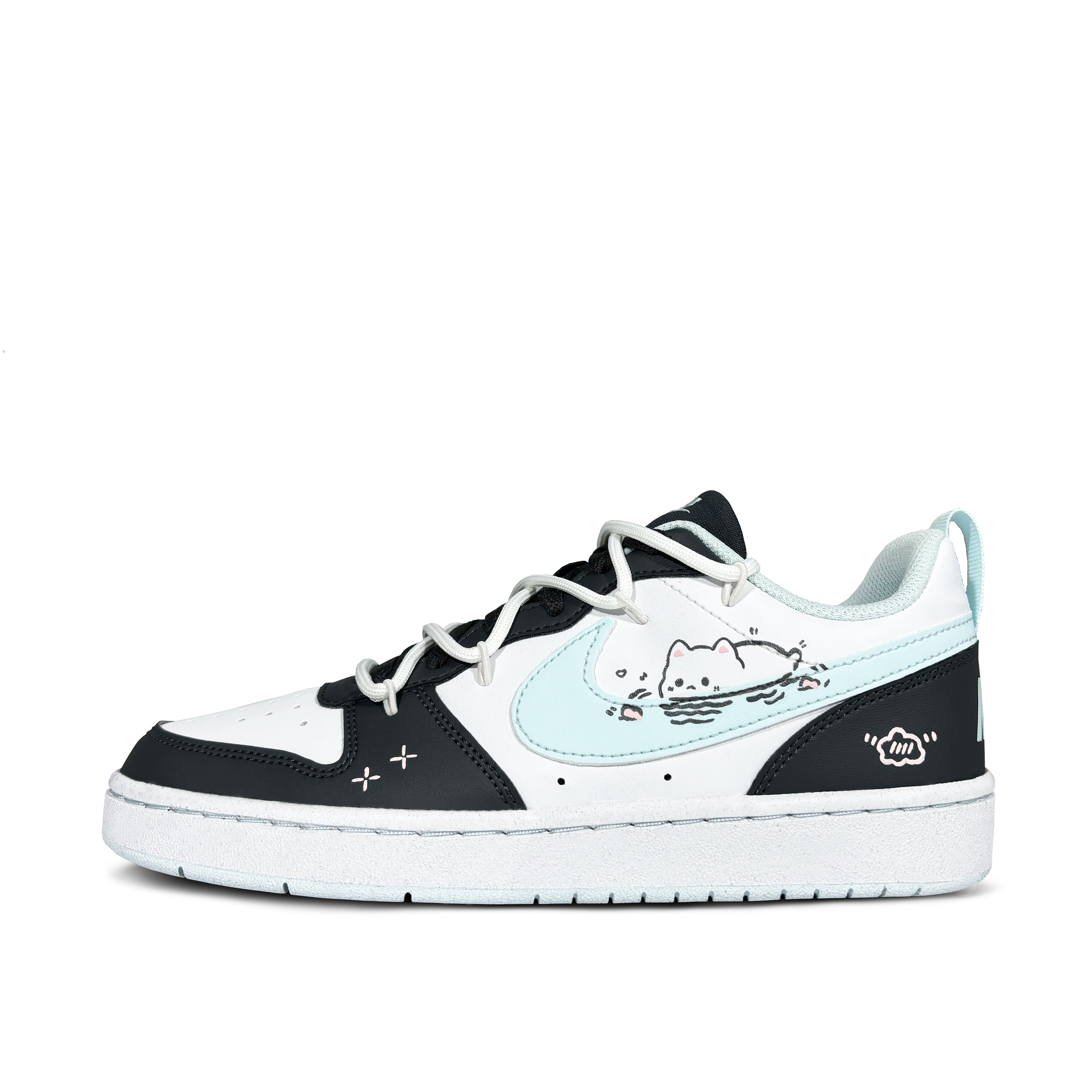 

Nike Кроссовки Court Borough 2 для скейтбординга, низкие, черные, голубые, для подростков