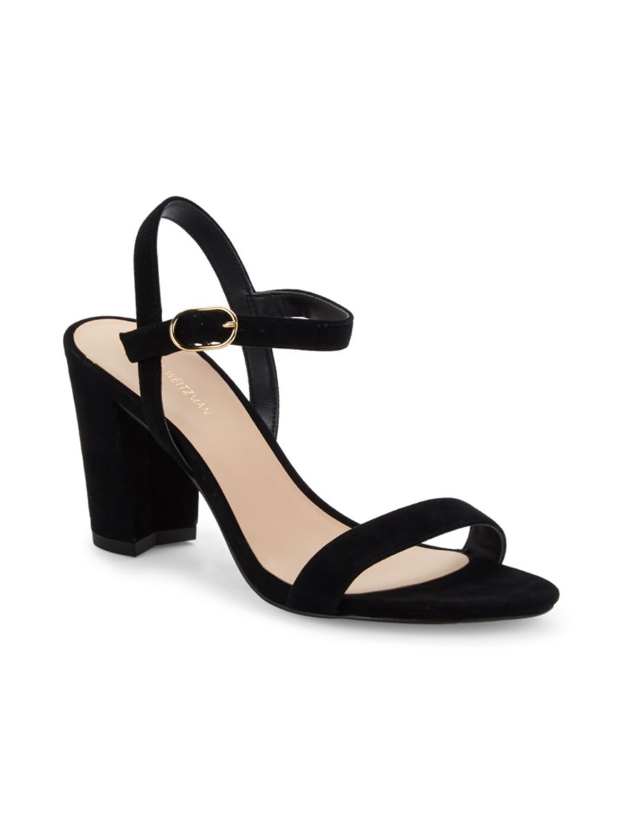 Замшевые босоножки на блочном каблуке Dancer 75 Stuart Weitzman, цвет Peonia — фото 2