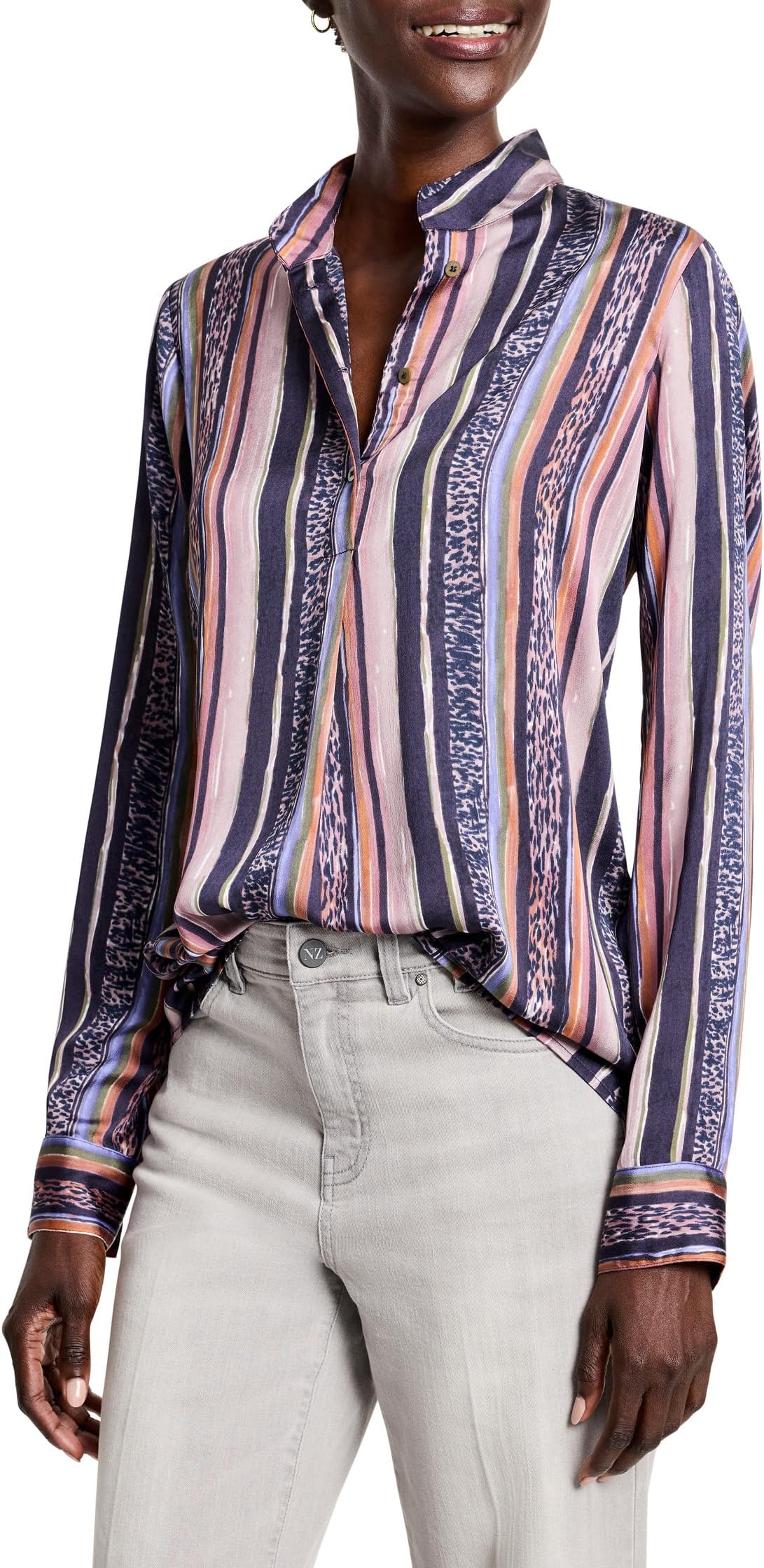 

Рубашка NIC+ZOE Animal Stripe Shirt, цвет Indigo Multi