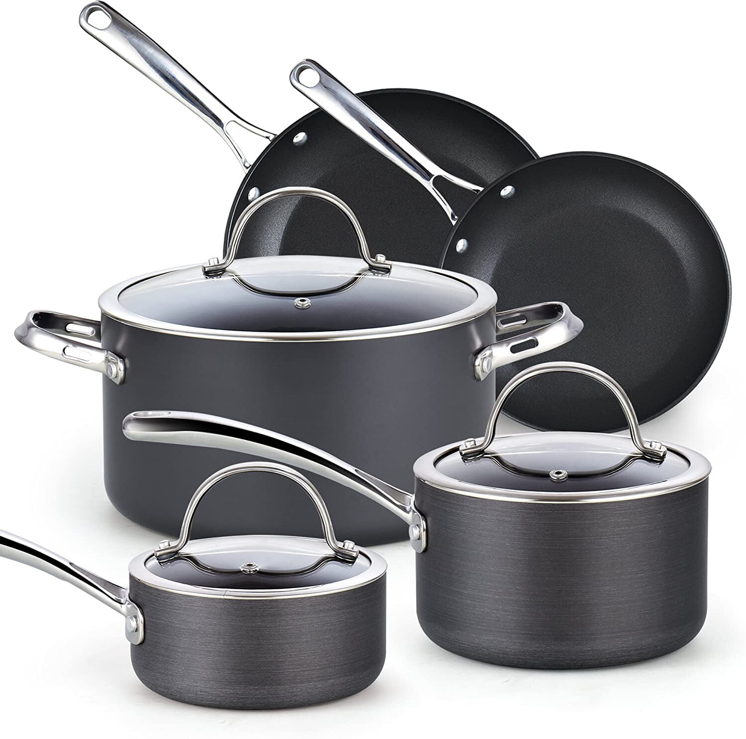

Набор посуды с антипригарным покрытием Cooks Standard 8 предметов, черный