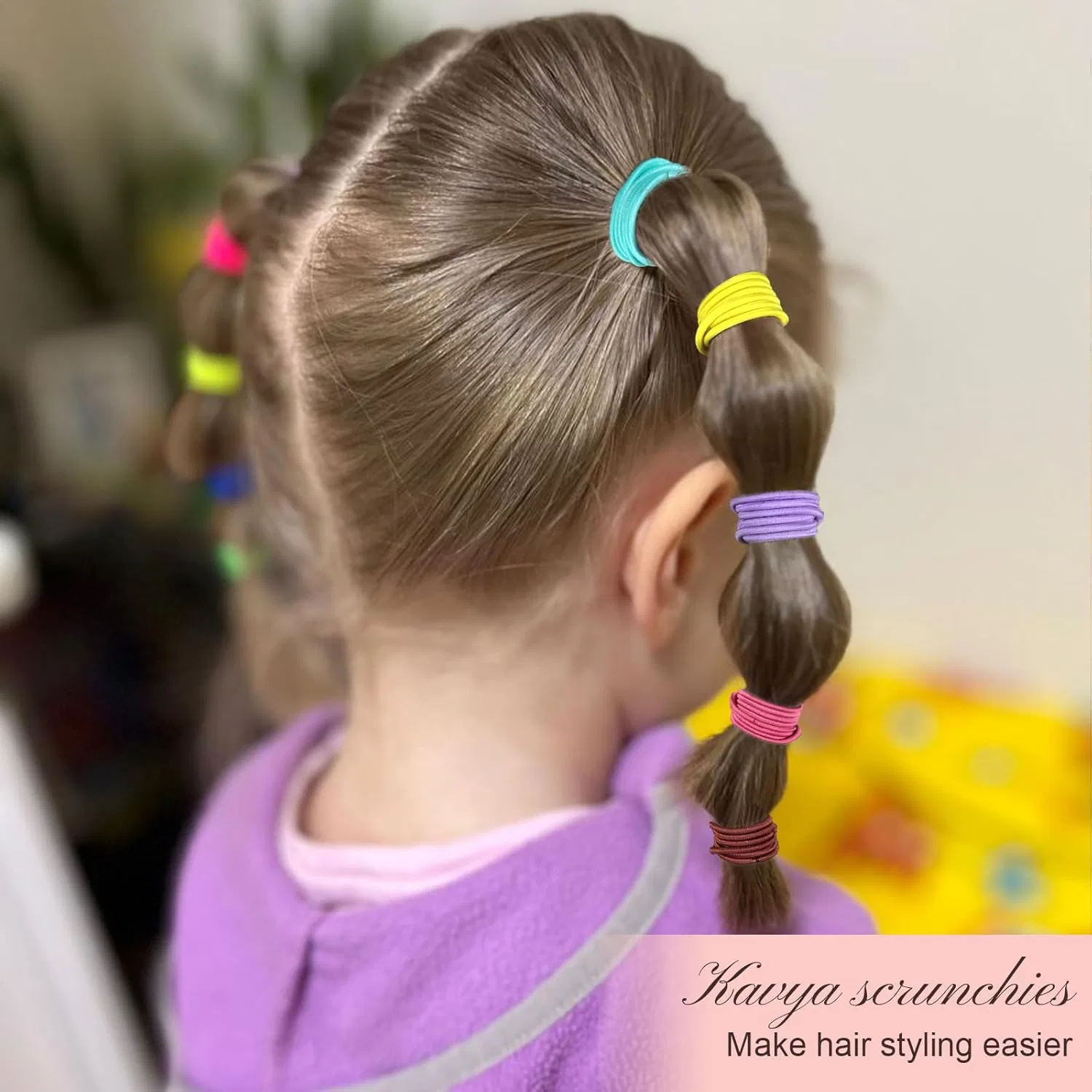 Набор из 200 разноцветных резинок для волос Kavya, 4.5 см Kavya, Pink, Blue, Yellow, Light Green, Brown, Burgundy, Khaki, Purple, Red, Dark Green — фото 2