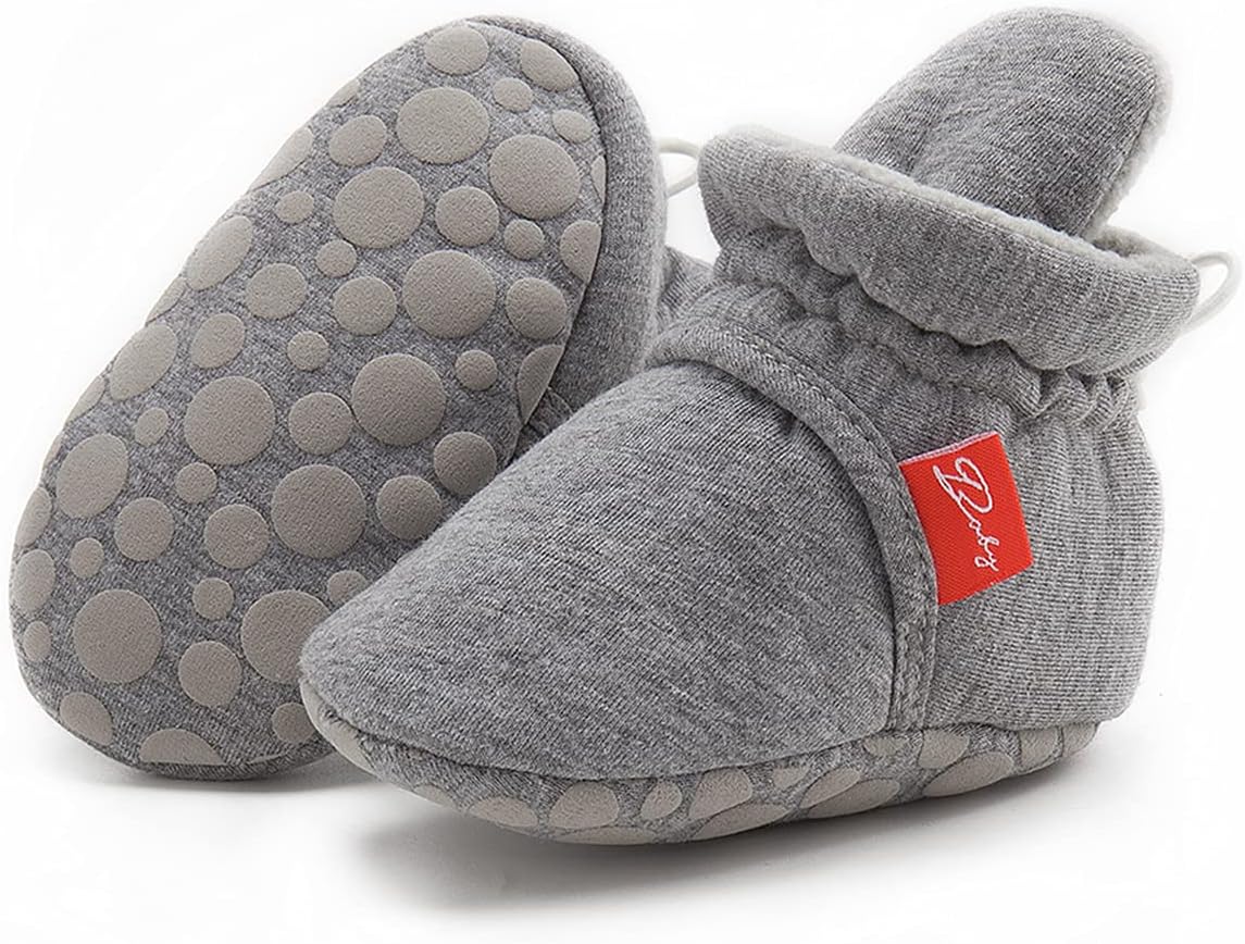 

Ohsofy Новые детские хлопковые пинетки, держатся на ножках, зимние теплые мягкие обувь, нескользящие ботиночки для малышей, тапочки для кроватки, A-Navy Grey/