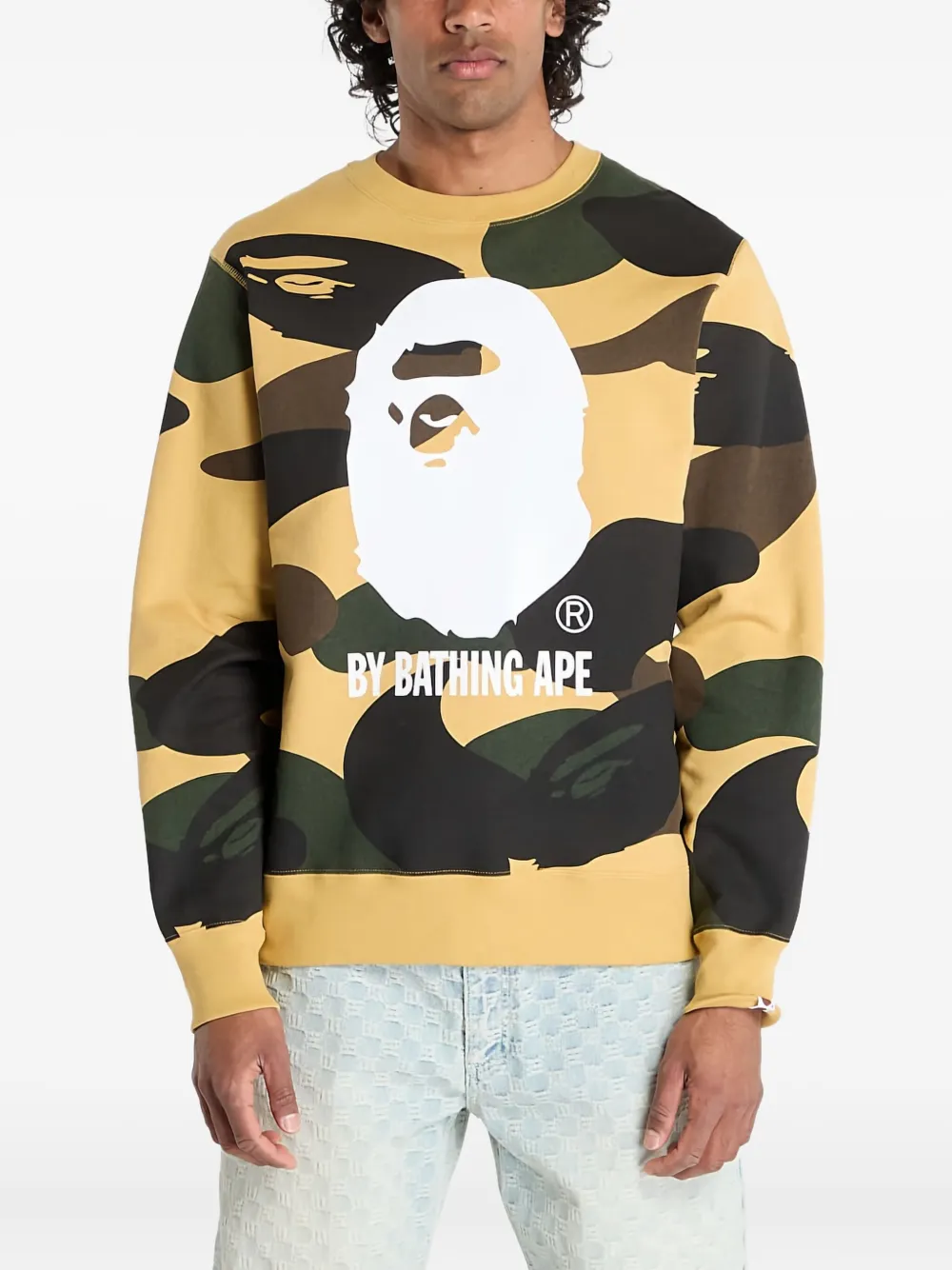 Толстовка с круглым вырезом и камуфляжным принтом A BATHING APE, желтый — фото 4