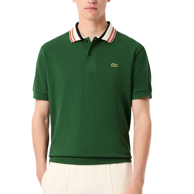 Поло с полосатым воротником LACOSTE, коричневый — фото 4