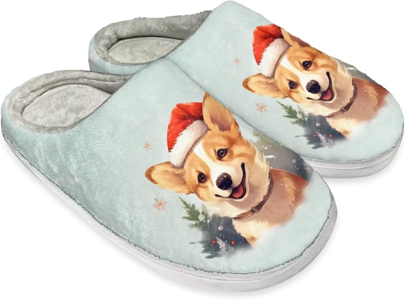 

Тапочки STUOARTE для женщин и мужчин, мягкие домашние тапочки, теплые и пушистые, плюшевые, противоскользящие, на низком ходу, Christams Corgi - Multi
