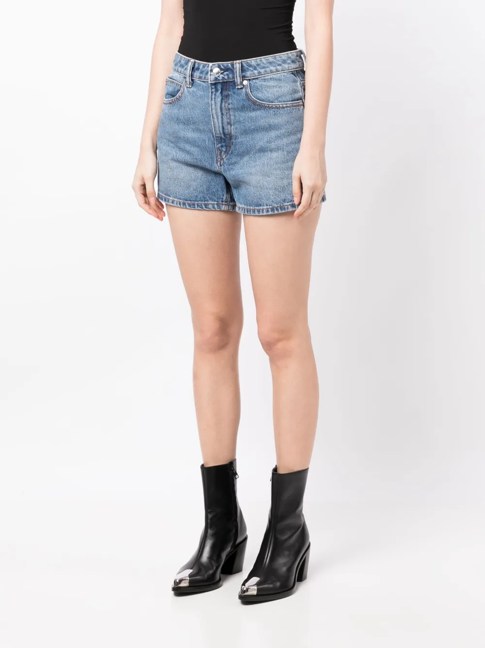 Джинсовые шорты Shorty с завышенной талией Alexander Wang, синий — фото 3