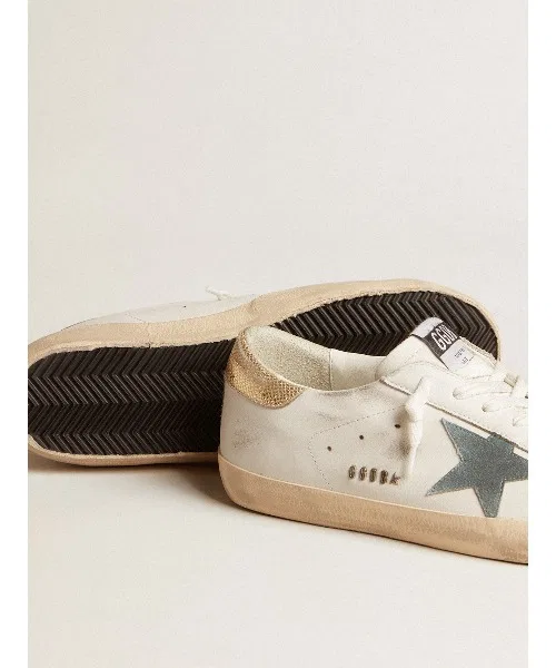 Мужские кроссовки Golden Goose Super-Star из кожи и замши серебристые — фото 3