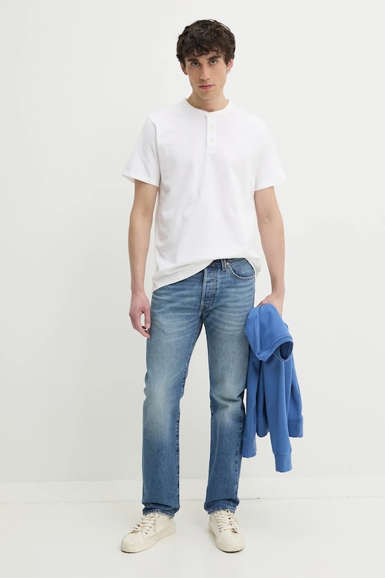Хлопковая футболка с коротким рукавом HM Henley Levi'S, белый — фото 2