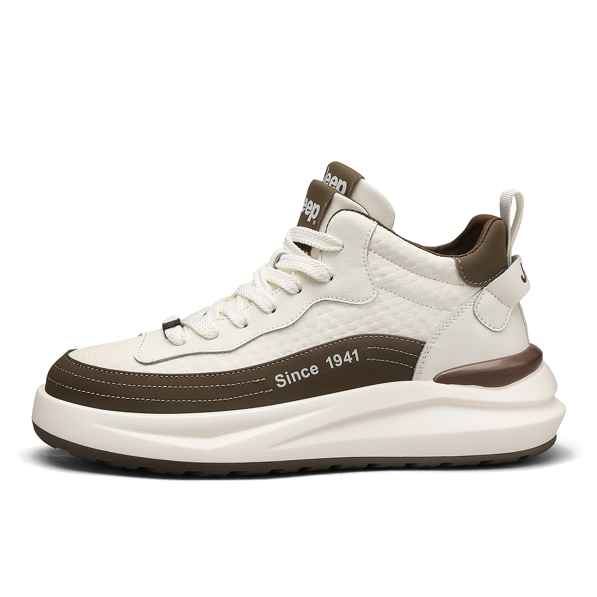 

Мужские высокие повседневные кроссовки для увеличения роста, легкие и устойчивые к истиранию Jeep, бежевый коричневый