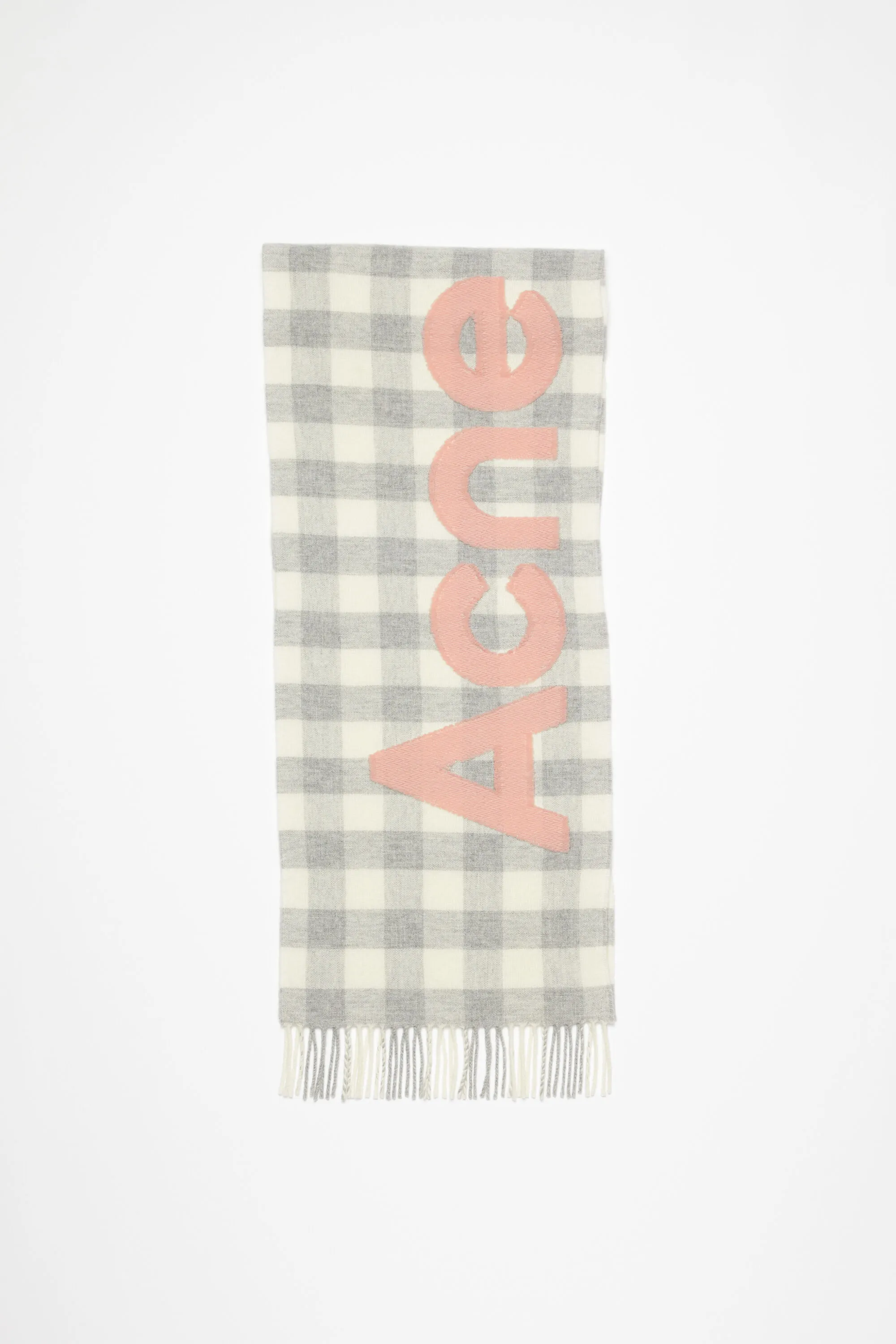 

Шарф с логотипом в чеке Acne Studios, серо-розовый