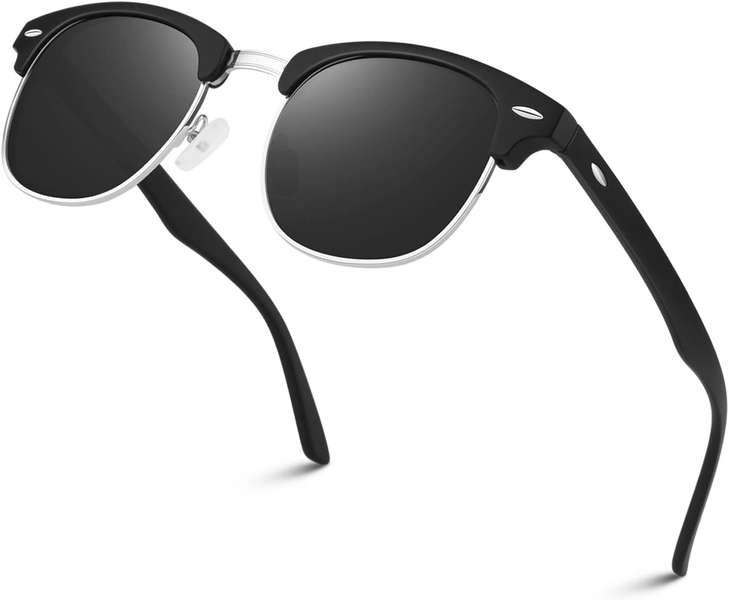 

Поляризованные солнцезащитные очки LINVO в полуободковой оправе для мужчин и женщин, классические ретро-очки в полуободковой оправе для вождения с защитой от УФ-излучения, A Matte Black Grey